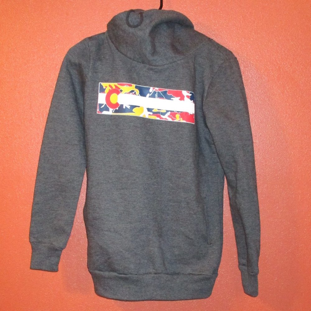Colorado Hoodie Ulura Men Small Gray Red Yellow Warm Long Sleeve Pullover Hoodie